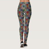 Rainbow Geometric Pinwheel Muster auf schwarz Leggings (Rückseite)