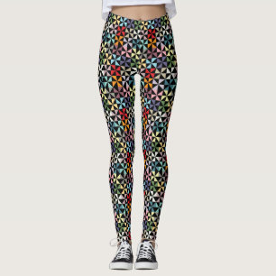Rainbow Geometric Pinwheel Muster auf schwarz Leggings
