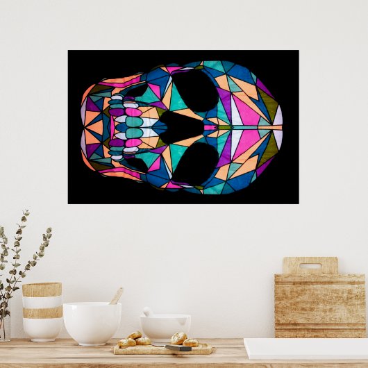 Rainbow Geometric Skull Poster (Küche)