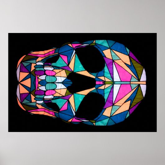 Rainbow Geometric Skull Poster (Vorne)