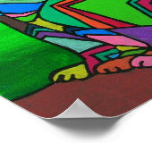 Rainbow GeometriCat Geometrisches Muster Cat Art Poster (Ecke)