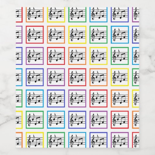 Rainbow Gerahmte Musical Squares Weinetikett (Einzelnes Label)