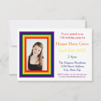 Rainbow Gerahmtes Foto - 3x5 Geburtstag Einladung
