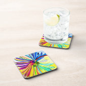 Rainbow gerbera farbenfrohe Blume Getränkeuntersetzer (Rechte Seite)