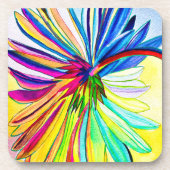 Rainbow gerbera farbenfrohe Blume Getränkeuntersetzer (Vorderseite)