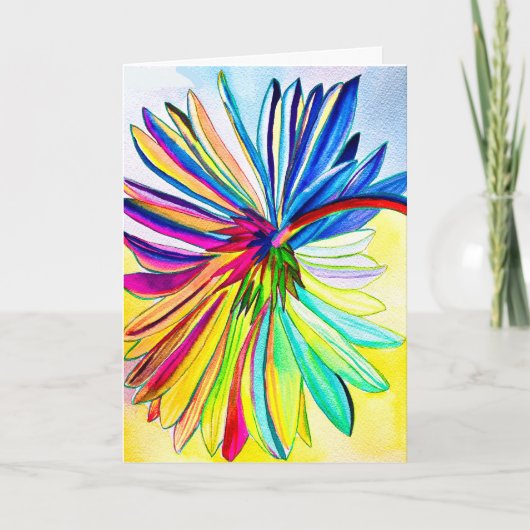 Rainbow gerbera farbenfrohe Blume Karte (Vorderseite)