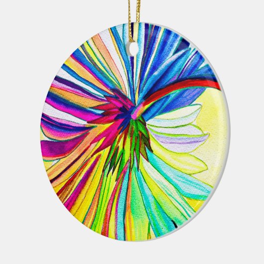 Rainbow gerbera farbenfrohe Blume Keramik Ornament (Links)