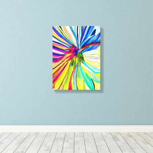 Rainbow gerbera farbenfrohe Blume Leinwanddruck (Insitu (Holzboden))