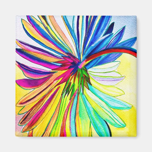 Rainbow gerbera farbenfrohe Blume Magnet (Vorne)