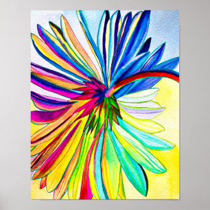 Rainbow gerbera farbenfrohe Blume Poster