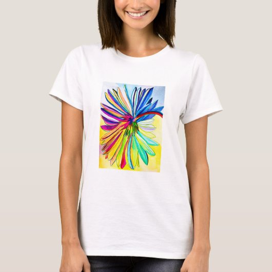 Rainbow gerbera farbenfrohe Blume T-Shirt (Vorderseite)