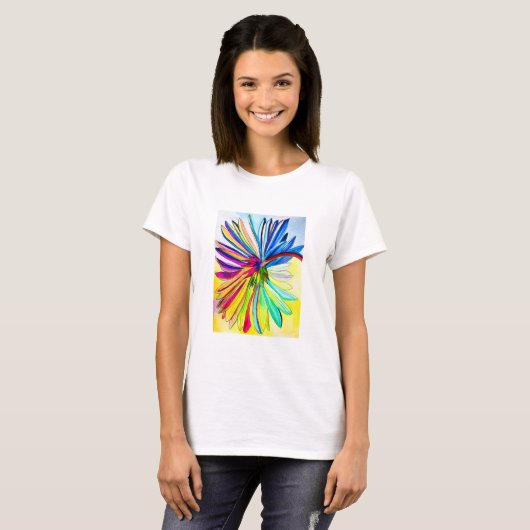 Rainbow gerbera farbenfrohe Blume T-Shirt (Vorne ganz)