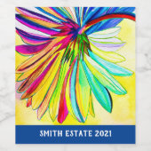 Rainbow gerbera farbenfrohe Blume Weinetikett (Einzelnes Label)