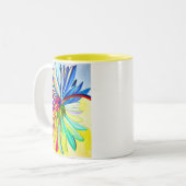 Rainbow gerbera farbenfrohe Blume Zweifarbige Tasse (Vorderseite Links)
