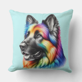 Rainbow German Shepherd Cozy Poem  Kissen