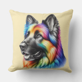 Rainbow German Shepherd Cozy Poem  Kissen