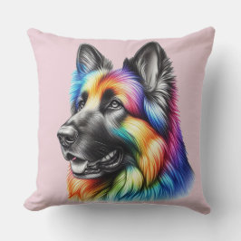 Rainbow German Shepherd Cozy Poem  Kissen