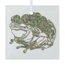 Rainbow-gestanztes Glas Look Frosch Art Glas Ornam