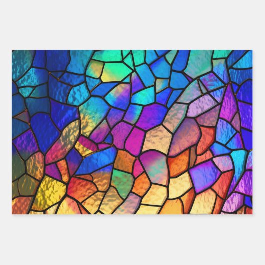 Rainbow-gestanztes Glasmuster Geschenkpapier Set (Vorderseite)