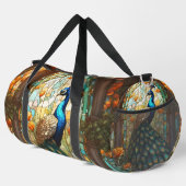 Rainbow-gestanztes Glass Peacock Große Duffel-Tasc Duffle Bag (Rechte Ecke)