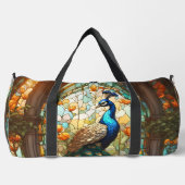 Rainbow-gestanztes Glass Peacock Große Duffel-Tasc Duffle Bag (Vorderseite)