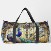 Rainbow-gestanztes Glass Peacock Große Duffel-Tasc Duffle Bag (Vorderseite)