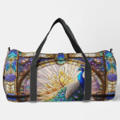 Rainbow-gestanztes Glass Peacock Große Duffel-Tasc Duffle Bag (Vorderseite)