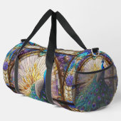Rainbow-gestanztes Glass Peacock Große Duffel-Tasc Duffle Bag (Rechte Ecke)