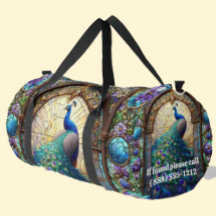 Rainbow-gestanztes Glass Peacock Große Duffel-Tasc