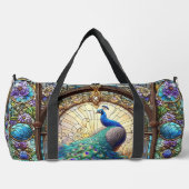 Rainbow-gestanztes Glass Peacock Große Duffel-Tasc Duffle Bag (Vorderseite)