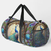 Rainbow-gestanztes Glass Peacock Große Duffel-Tasc Duffle Bag (Rechte Ecke)