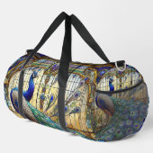 Rainbow-gestanztes Glass Peacock Große Duffel-Tasc Duffle Bag (Rechte Ecke)