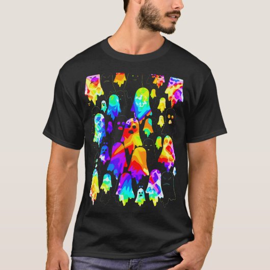 Rainbow Ghost Choir Gefärbte Krawatte Spooky Ghost T-Shirt (Vorderseite)