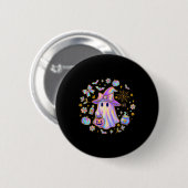 Rainbow Ghost Hexe Shirt Niedlich Pumpkin Cauldron Button (Vorne & Hinten)