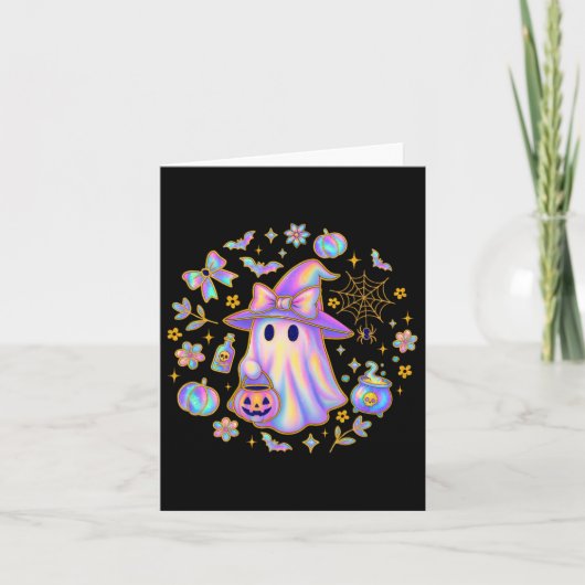 Rainbow Ghost Hexe Shirt Niedlich Pumpkin Cauldron Karte (Vorderseite)