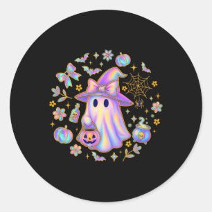 Rainbow Ghost Hexe Shirt Niedlich Pumpkin Cauldron Runder Aufkleber