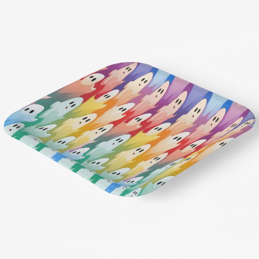 Rainbow Ghosts Pappteller (Gewinkelt)