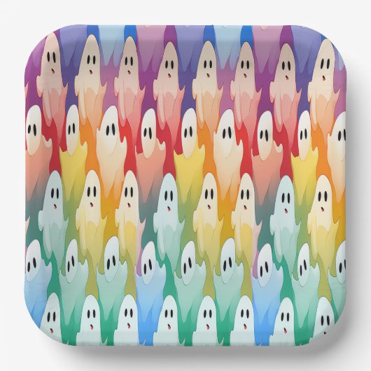Rainbow Ghosts Pappteller (Vorderseite)