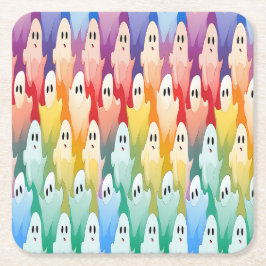Rainbow Ghosts Rechteckiger Pappuntersetzer