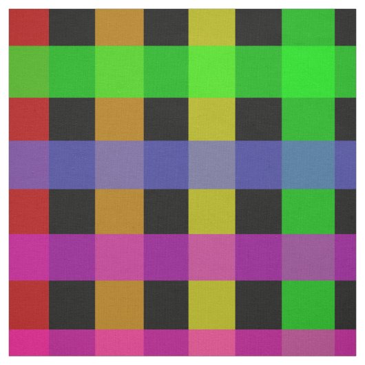 Rainbow Gingham auf schwarz Stoff (Muster)