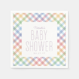 Rainbow Gingham karierte niedliche Pastellbaby Dus Serviette