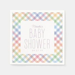 Rainbow Gingham karierte niedliche Pastellbaby Dus Serviette