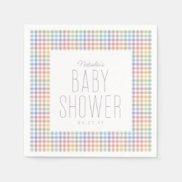Rainbow Gingham karierte niedliche Pastellbaby Dus Serviette