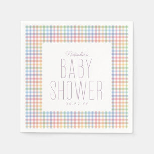 Rainbow Gingham karierte niedliche Pastellbaby Dus Serviette