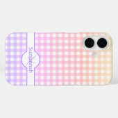 Rainbow Gingham Karo Mit Monogramm Custom Case-Mate iPhone Hülle (Rückseite (Horizontal))