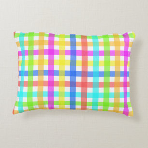 Rainbow Gingham Stripes Pattern Dekokissen