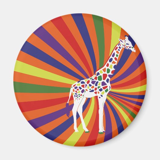 Rainbow Giraffe Art Magnet (Vorne)