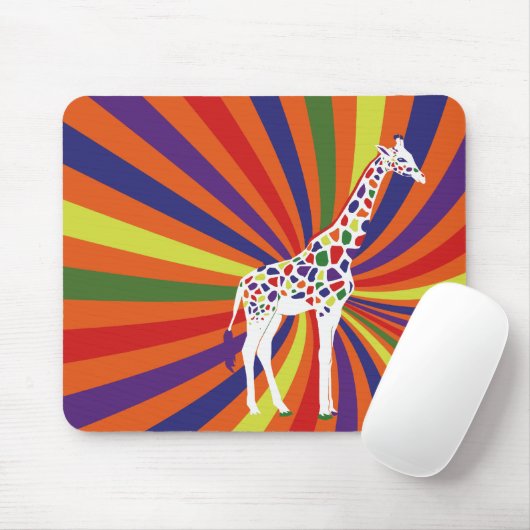 Rainbow Giraffe Art Mousepad (Mit Mouse)