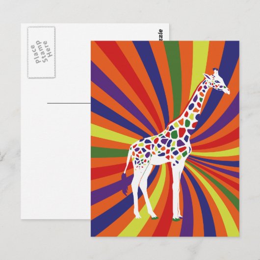Rainbow Giraffe Art Postkarte (Vorne/Hinten)