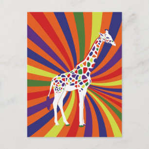 Rainbow Giraffe Art Postkarte